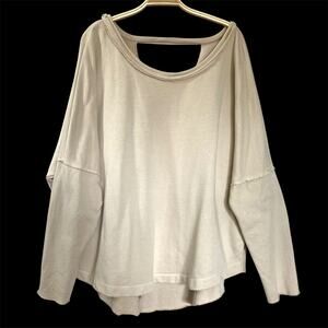 Wiya Italy Oversized Terry Knit Sweater Women Size 10 Beige Boho‎ Slouchy Cutout